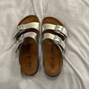 Birkenstocks! Never worn! Silver!